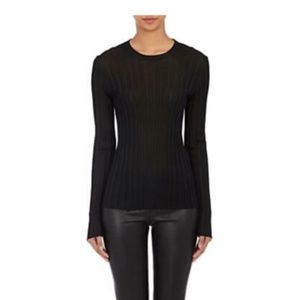 The Row Long Sleeve Crew Neck Ribbed Knit Sweater